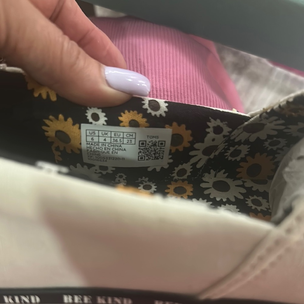 Toms Cream and Black Tote Bag with Elegant Design